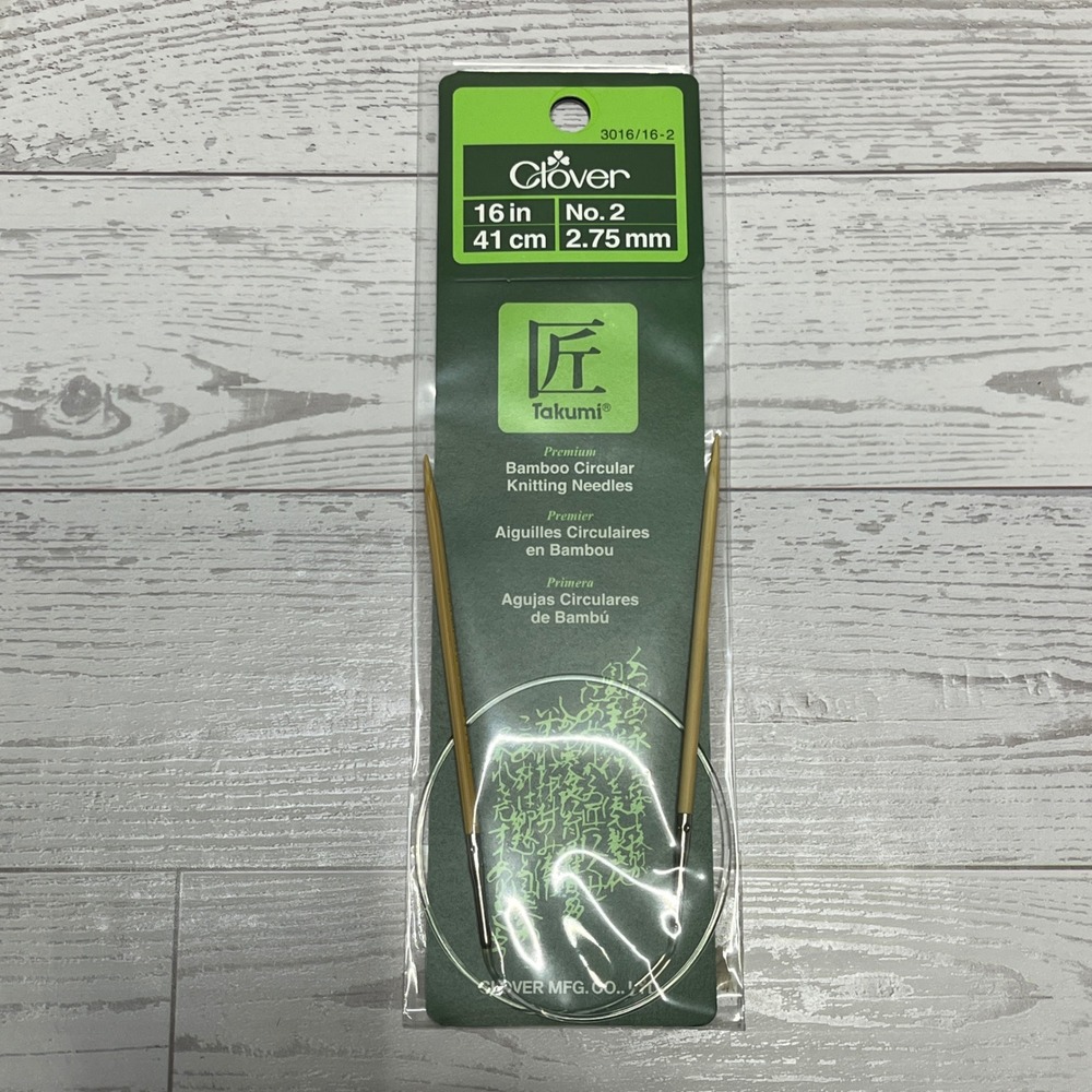 Clover Takumi Bamboo Circular Knitting Needles 16in No 2 2.75mm 3016/16-2